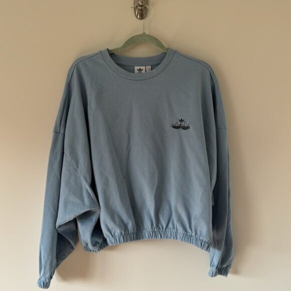 Adidas Women Blue Originals Triple Trefoil Crewneck Sweatshirt Size XL NWOT - Picture 3 of 13